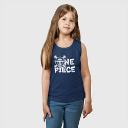 Майка детская хлопок One piece - логотип, цвет: тёмно-синий — фото 2