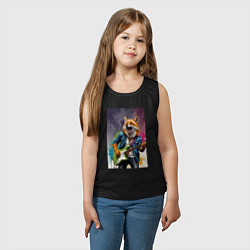 Майка детская хлопок Лис рок-звезда, цвет: черный — фото 2