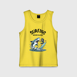 Детская майка Surfing never alone - shark and girl