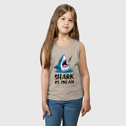 Майка детская хлопок Shark ice cream - ai art, цвет: миндальный — фото 2