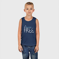 Майка детская хлопок Надпись free с буквой, стилизованной под кран, цвет: тёмно-синий — фото 2
