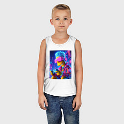 Майка детская хлопок Bart Simpson esports player - neon glow, цвет: белый — фото 2