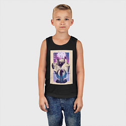 Майка детская хлопок Магическая битва Сатору Годзё расширение территори, цвет: черный — фото 2