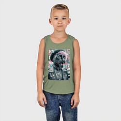 Майка детская хлопок Чувак модная пантера из Нью-Йорка, цвет: авокадо — фото 2