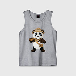 Майка детская хлопок Веселая панда следопыт, цвет: меланж