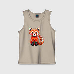 Майка детская хлопок Красная панда с роскошным хвостом, цвет: миндальный