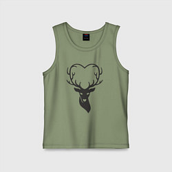 Майка детская хлопок Love deer, цвет: авокадо