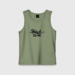 Майка детская хлопок Сухой Суперджет 100 черный с надписью, цвет: авокадо