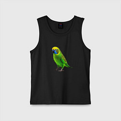 Майка детская хлопок Зеленый попугай, цвет: черный