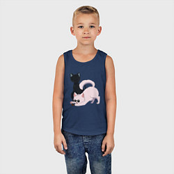 Майка детская хлопок Магическая битва Сатору Годзё Сугуру Гэто коты, цвет: тёмно-синий — фото 2