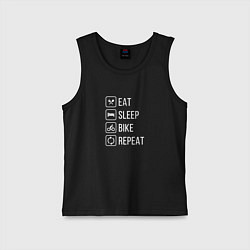 Майка детская хлопок Eat sleep bike repeat, цвет: черный