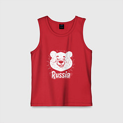 Майка детская хлопок Россия и медведь, цвет: красный