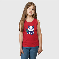 Майка детская хлопок Панда с веточкой, цвет: красный — фото 2