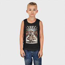 Майка детская хлопок Милая винтажная кошка на подиуме в винтажном плать, цвет: черный — фото 2