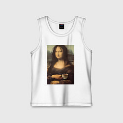 Детская майка Monday Лиза - Джаконда с кофе растрёпанная