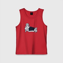 Майка детская хлопок Волк бабушка из сказки Красная шапочка, цвет: красный