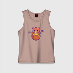 Майка детская хлопок Медовый мишутка, цвет: пыльно-розовый