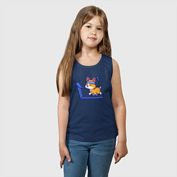 Майка детская хлопок Собачка на беговой дорожке, цвет: тёмно-синий — фото 2