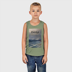 Майка детская хлопок Kseniya волны, цвет: авокадо — фото 2