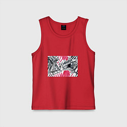 Майка детская хлопок Скетч архитектуры - акварельная абстракция, цвет: красный