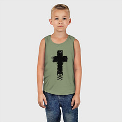 Майка детская хлопок Стильный крест - с черепом, цвет: авокадо — фото 2