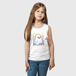 Майка детская хлопок Cute little spooky ghost, цвет: белый — фото 2