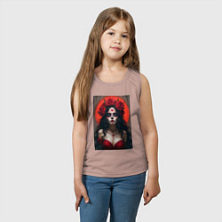 Майка детская хлопок Девушка с макияжем на день мертвых, цвет: пыльно-розовый — фото 2