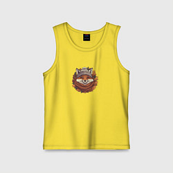 Майка детская хлопок Лис в шапке и шарфе, цвет: желтый