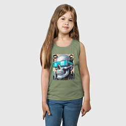 Майка детская хлопок Pixel skull - ai art fantasy, цвет: авокадо — фото 2