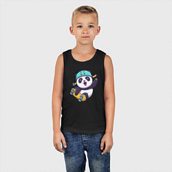 Майка детская хлопок Skater panda, цвет: черный — фото 2