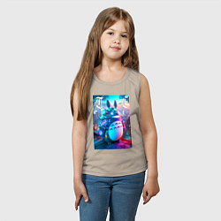 Майка детская хлопок Cool Totoro - cyberpunk, цвет: миндальный — фото 2