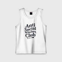 Майка детская хлопок Anti social witches club, цвет: белый