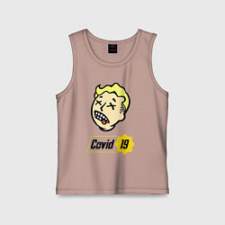 Майка детская хлопок Vault boy - covid 19, цвет: пыльно-розовый