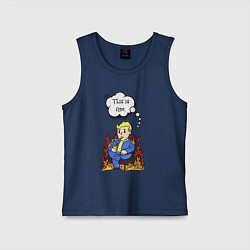 Майка детская хлопок Vault boy in the fire, цвет: тёмно-синий