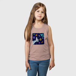 Майка детская хлопок Космическая галактика, цвет: пыльно-розовый — фото 2