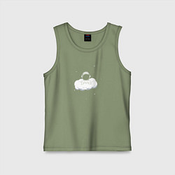 Майка детская хлопок Космонавт в облаках, цвет: авокадо