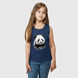 Майка детская хлопок Панда портрет черно белый, цвет: тёмно-синий — фото 2