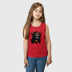 Майка детская хлопок Страшный черный монстрик, цвет: красный — фото 2