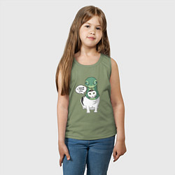 Майка детская хлопок С Новым годом - кот змея, цвет: авокадо — фото 2