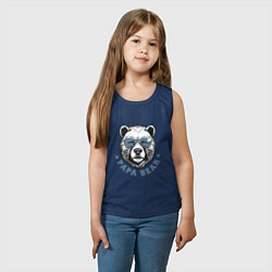 Майка детская хлопок Папа медведь в очках, цвет: тёмно-синий — фото 2