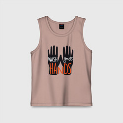 Майка детская хлопок Мойте руки, цвет: пыльно-розовый