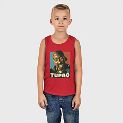 Майка детская хлопок Tupac - all eyez on me, цвет: красный — фото 2
