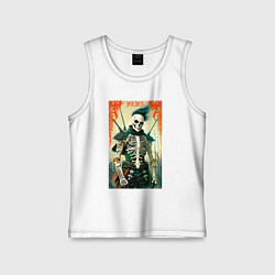 Майка детская хлопок Готический скелет - хэллоуин, цвет: белый