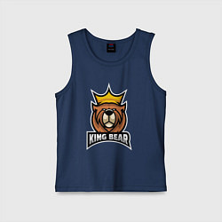 Майка детская хлопок Медведь король, цвет: тёмно-синий