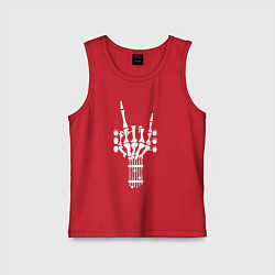 Майка детская хлопок Рокерская гитара из костей, цвет: красный