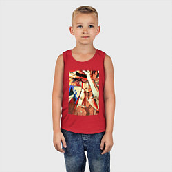 Майка детская хлопок Ван-Пис Луффи Монки арт, цвет: красный — фото 2