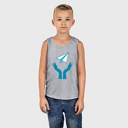 Майка детская хлопок Самолет телеграм, цвет: меланж — фото 2