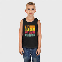 Майка детская хлопок Сон еда барабан, цвет: черный — фото 2