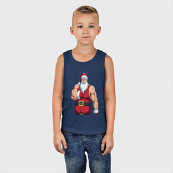 Майка детская хлопок Качок дед мороз, цвет: тёмно-синий — фото 2