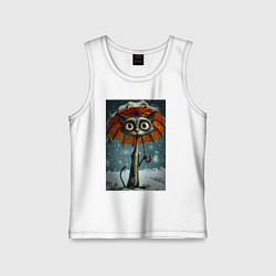 Майка детская хлопок Уличный кот под мокром снегом, цвет: белый